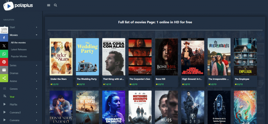 Current look of pelisplushd.mx – December 2025